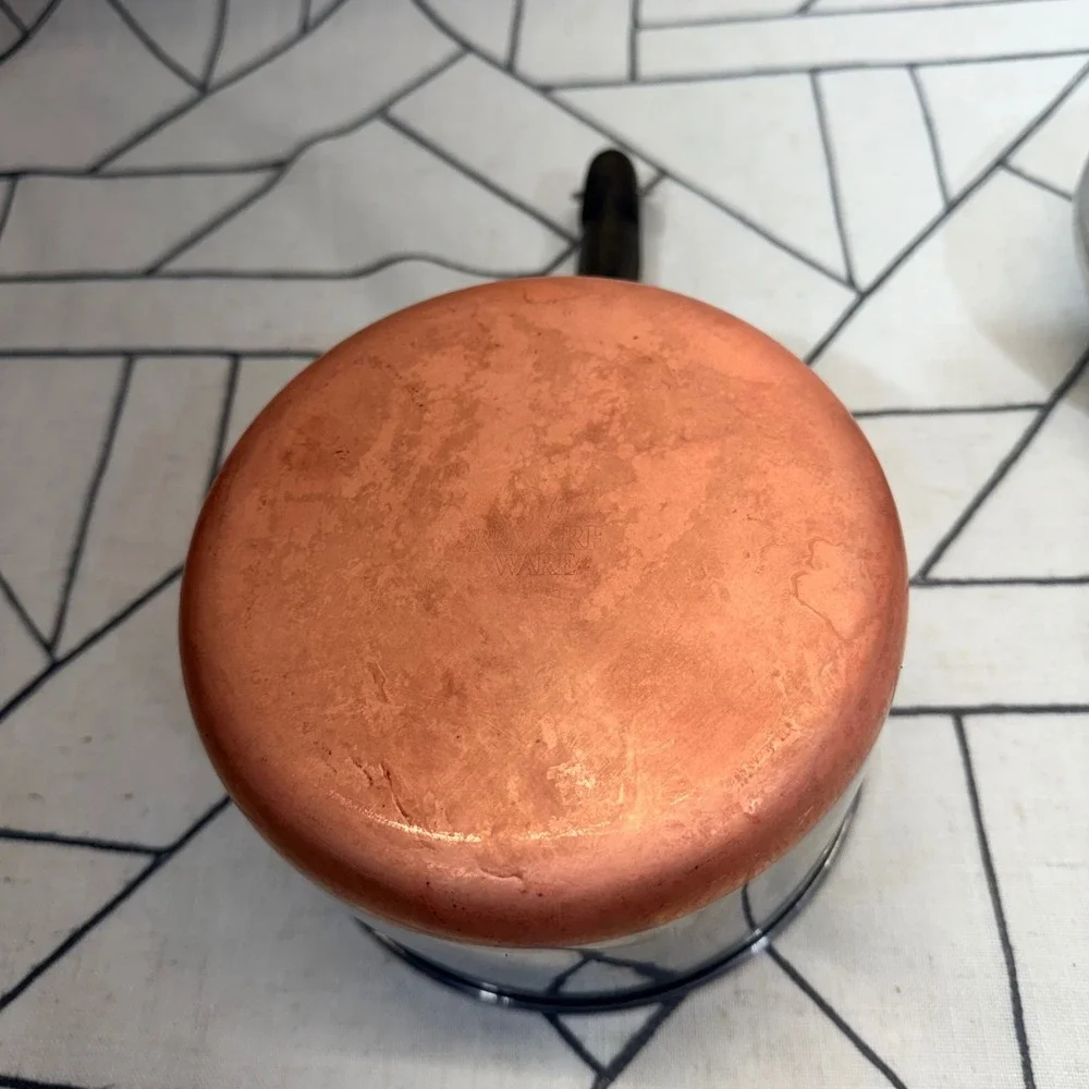 Revere Ware Saucepan 2 Qt Silver Copper Bottom Vintage Lid Bakelite Handle